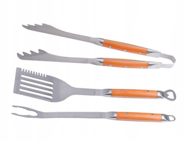 Set med 3 grillverktyg, tång, spatel, gaffel