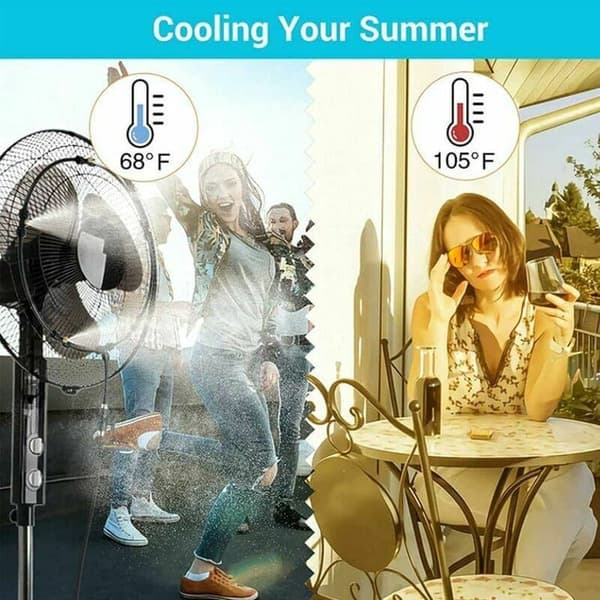 OBOSOE Outdoor Mist System/Sumujärjestelmä tuulettimelle – 6 suutinta Sumuletku 6m venttiilillä ja jäähdytyssuihkurenkaalla