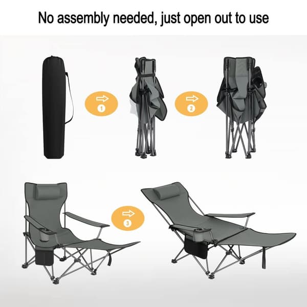 Rootz Ultimate Outdoor Foldestol - Justerbar Fiskestol - Bærbart campingsæde - Let, holdbart, behageligt - 600D Oxford stof - 115 cm x 88,5 cm x 84 cm