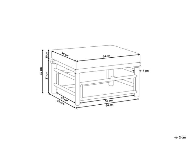 Ottoman Off-White Bambus Polyester Stoff Pute Modul Modulær Sofa