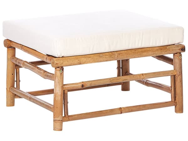 Ottoman Off-White Bambus Polyester Stoff Pute Modul Modulær Sofa
