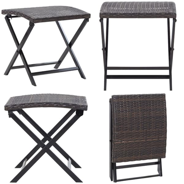 Foldbar skammel polyrattan brun - Taburet - Taburetter - Home & Living