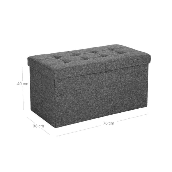 Bænk - sammenfoldelig - Pouf - Opbevaringsboks - Grå
