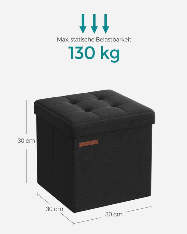 Sohva - 30 cm - säilytystila - perus musta