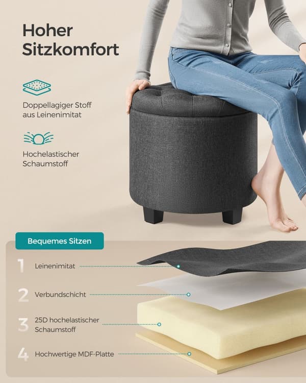 Fodskammel med opbevaringsplads mørkegrå