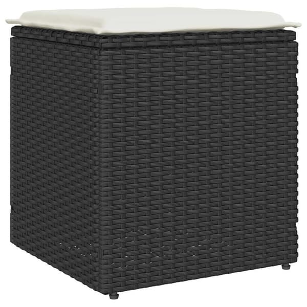 Trädgårdspallar med dynor 2 st svart 40x40x43 cm konstrotting