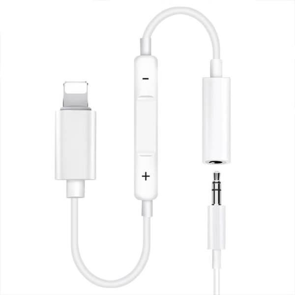 Hörlursuttag & Adapter med Volymknapp & AUX till iPhone & iPad