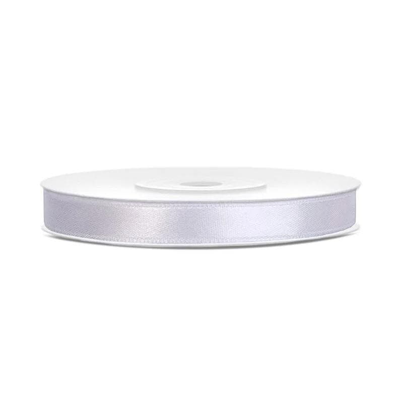 Satinband / Band - Vit - 6mm x 25m