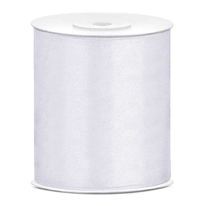Satinband / Band - Vit - 100mm x 25m