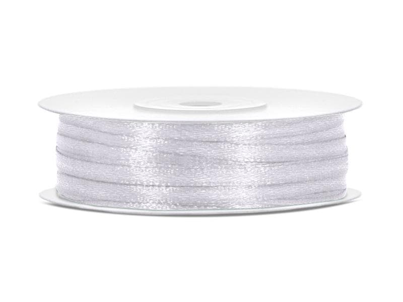Satinband / Band - Vit - 3mm x 50m