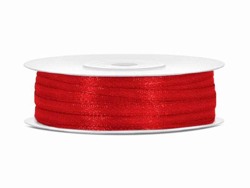 Satinband / Band - Röd - 3mm x 50m - Jul