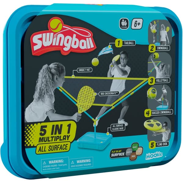 Swingball 5 in 1 -moninpeli kaikilla pinnoilla