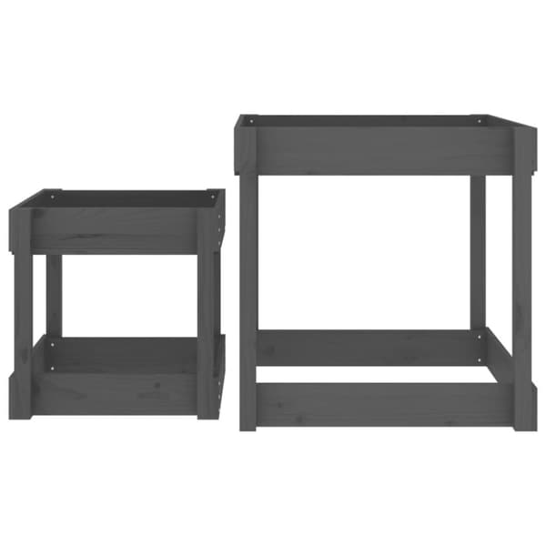 vidaXL Sandbord 2 st grå massiv furu