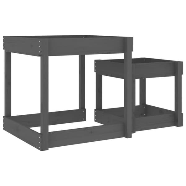 vidaXL Sandbord 2 st grå massiv furu