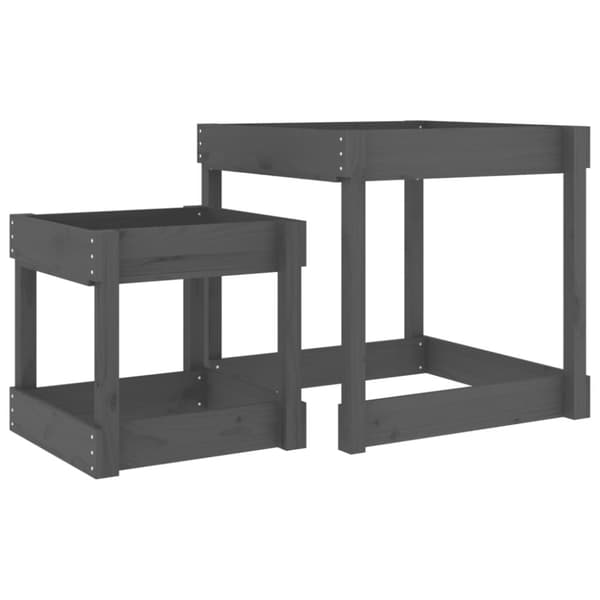 vidaXL Sandbord 2 st grå massiv furu