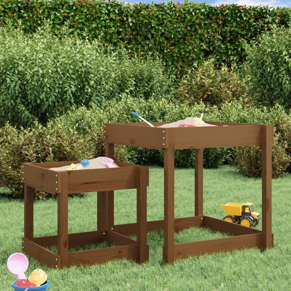 vidaXL Sandbord 2 st honungsbrun massiv furu