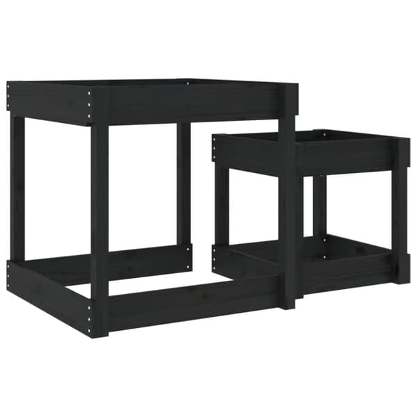 vidaXL Sandbord 2 st svart massiv furu