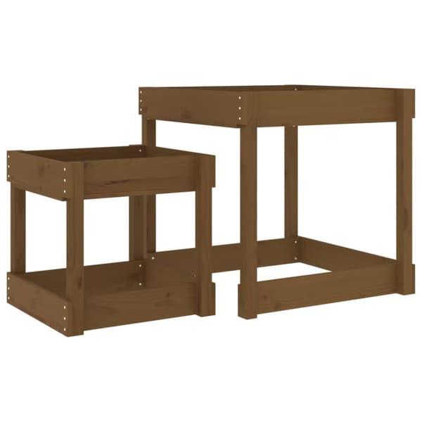 The Living Store Sandbord 2 st honungsbrun massiv furu -  Utrustning för utomhuslek