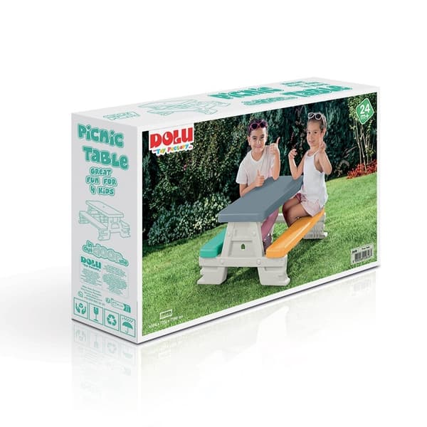 Dolu 2618 Picnicbord til 4 børn Indendørs/Udendørs Grå/Gul/Blå/Hvid