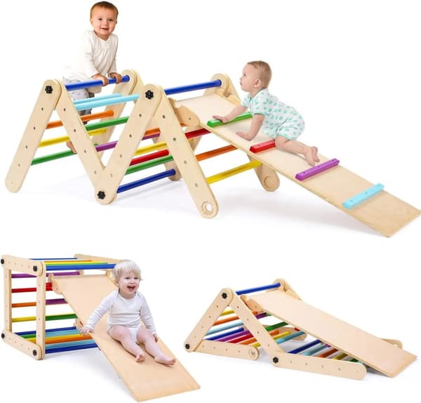 Klatretrekant Gymnastik, Sammenklappeligt Design, Egnet til 1-7 År,Multifarvet