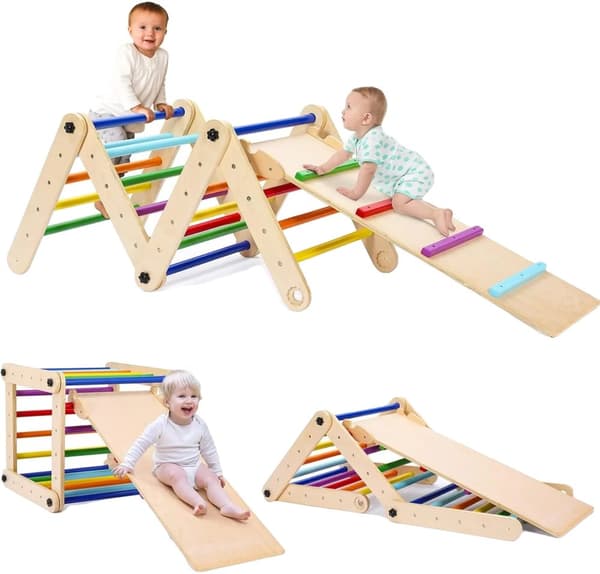 Klattringstriangeln Gym, Fällbar Design, Lämplig för 1-7 År,Flerfärgad