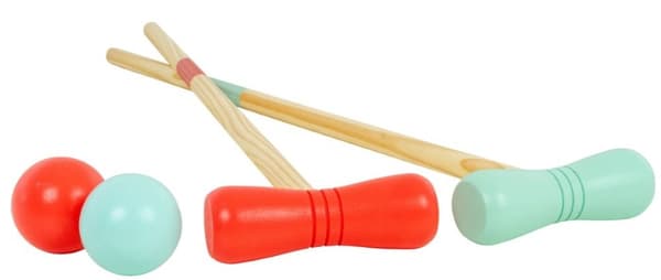 Krocket Set i Trä Familje trädgårdsspel