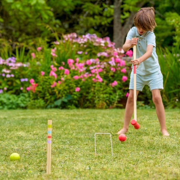 Krocket Set i Trä Familje trädgårdsspel