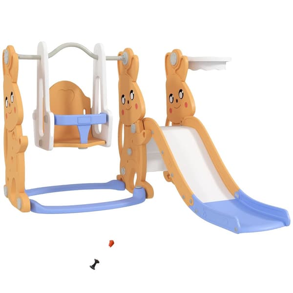 Gunga och Rutschkana Set, 4 i 1 Anläggning, Rekommenderad Ålder 3-6 År,Orange