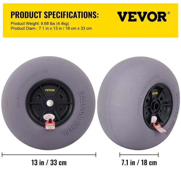 Strandballonhjul, Belastningsevne 55 kg, Materiale TPU,13 tommer