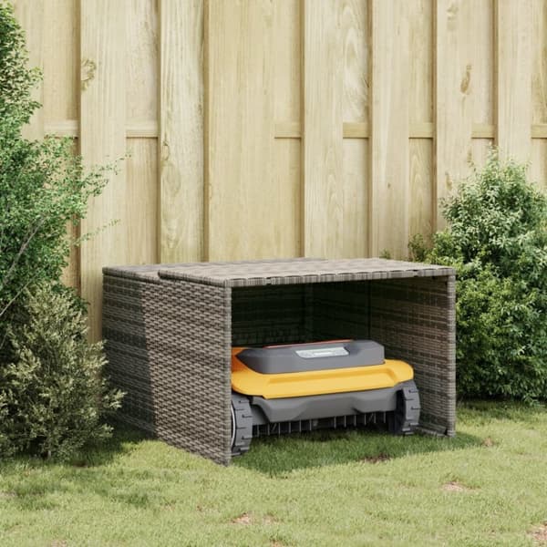 vidaXL Garage för robotgräsklippare grå 86x90x52/57 cm konstrotting