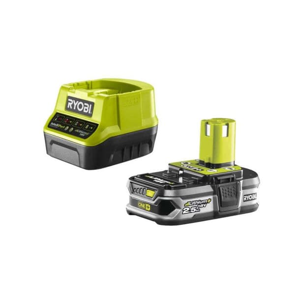 RYOBI 18V OnePlus 2,5Ah LithiumPlus-batteripaket och RC18120-125 2,0Ah snabbladdare