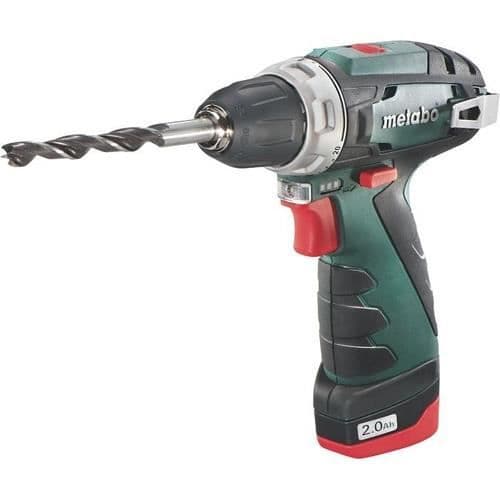 METABO POWERMAXX BS borr - 1 UPPLADDNINGSBART BATTERI (2,0AH) - Svart, Grön - 10,8V - 2 Ah