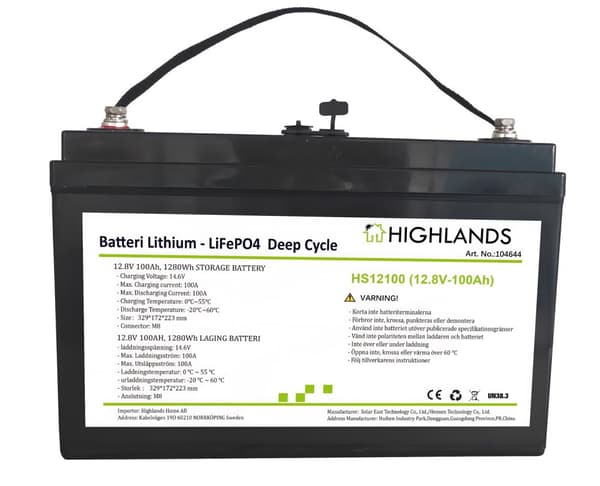 Premium Litiumbatteri 12,8V, 100 Ah