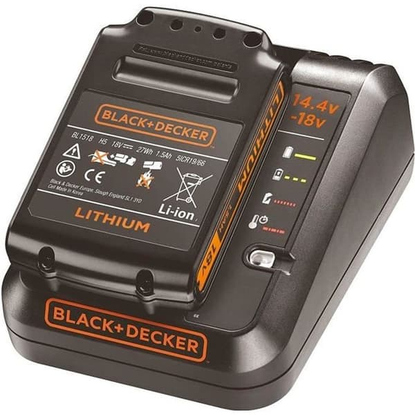 SVART + DECKER - 1A snabbladdare + 18V / 1,5AH batteri