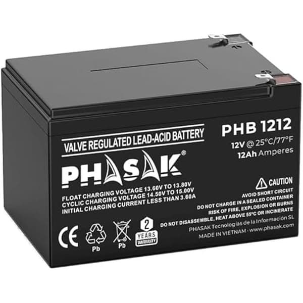Phasak-batteri 12 V 12 Ah - Standard förseglat bly-syra-batteri