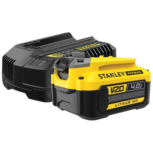 Sats med 1 18V 4Ah LITHIUM-ION-batteri och 2Ah-laddare V20-serien - STANLEY Fatmax SFMCB14M1-QW