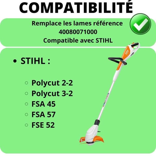Reservblad - Stihl - 40080071000 - Kompatibel med Polycut 2-2/3-2 - Pack om 100 - 9 cm