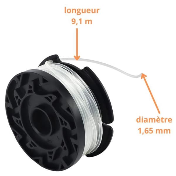 Grästrimmer trådspole - Black och Decker - A6481 - Ø 1,65mm - L9,1m - Pack med 8 spolar