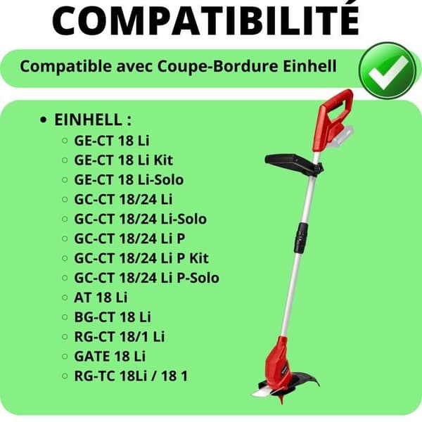 Ersättningsblad - Phonillico® - Kompatibel med Einhell GE-CT 18 Li - Pack med 100 - 9 cm - Nylon