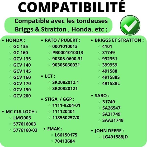 Luftfilter - Phonillico® - 491588 - Kompatibel med Briggs och Stratton samt Honda - Paket med 2 filter