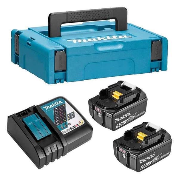 Paket med 2 18V 5,0 Ah Li-ion-batterier MAKITA - 197624-2 (Laddare + Makpac-låda)
