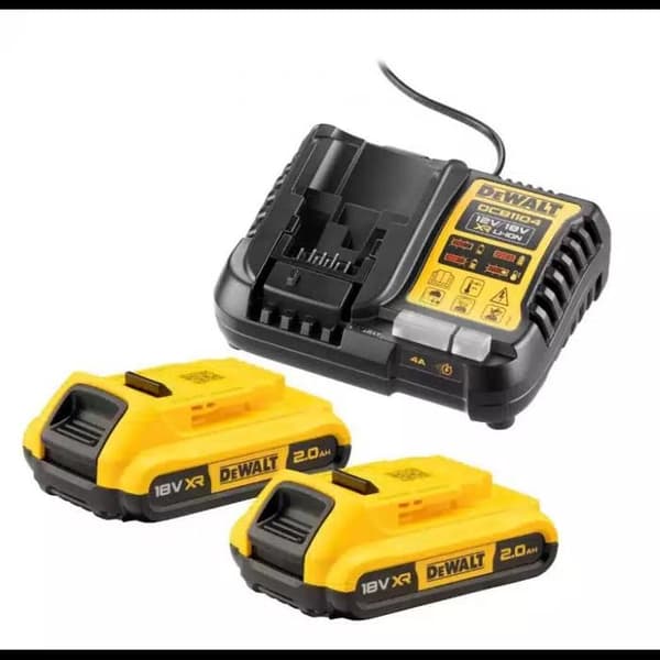 DEWALT XR energipaket - 2 18V 2,0Ah batterier + 12V/18V universalladdare - DCB1104D2-QW