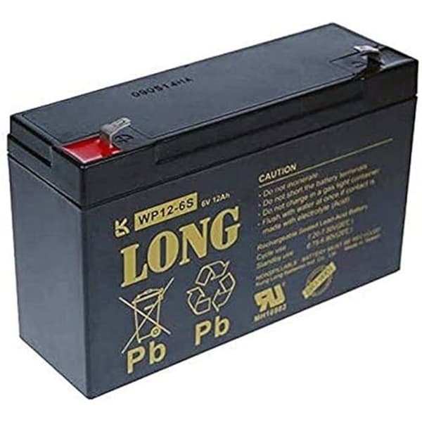 Blybatteri - LÅNG - PBLO-6V012-F1A - 6 V - 12 Ah - Typ F1 (WP12-6S)