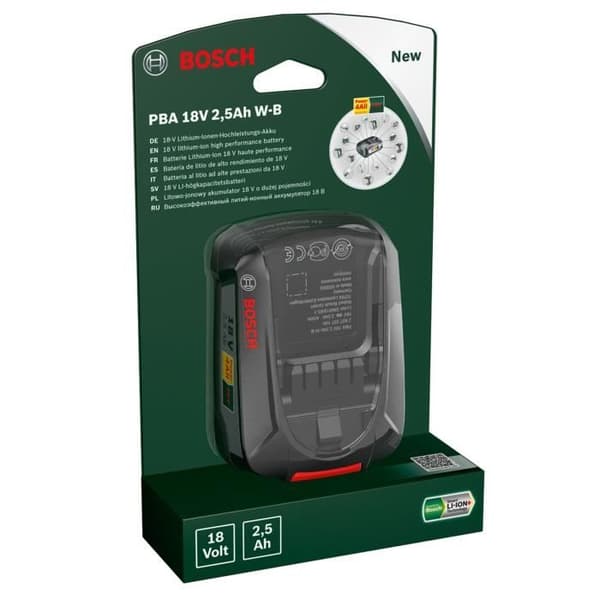 Bosch litiumjonbatteri - 18 V 2,5 Ah - Li-ion - Lång autonomi - Utan minneseffekt