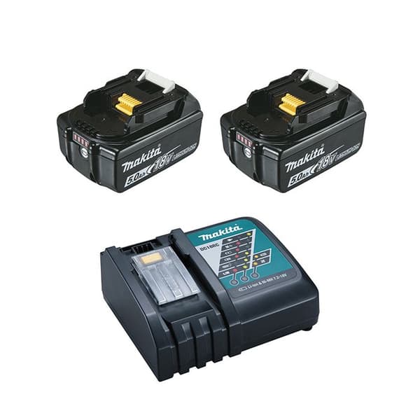 Li-ion energipaket (2 BL1850B 5Ah batterier + DC18RC laddare) 12V - MAKITA - 197570-9