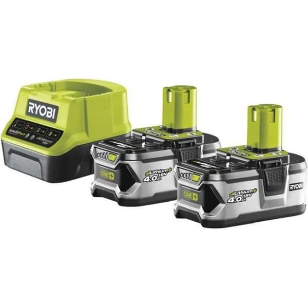 18V 2x4Ah RC18120-240 ONE+ laddarpaket - RYOBI - Li-ion - Sektor - Grön och antracit