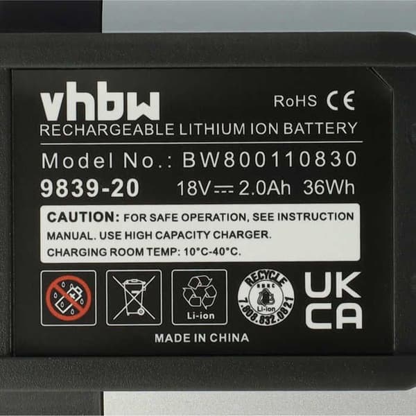 vhbw Li-Ion-batteri 2000mAh (18V) för elektriska trädgårdsverktyg Gardena Li-18/23 R gräsklipparbatteri EasyCut som 09840-20
