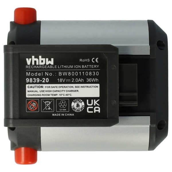 vhbw Li-Ion-batteri 2000mAh (18V) för elektriska trädgårdsverktyg Gardena Li-18/23 R gräsklipparbatteri EasyCut som 09840-20