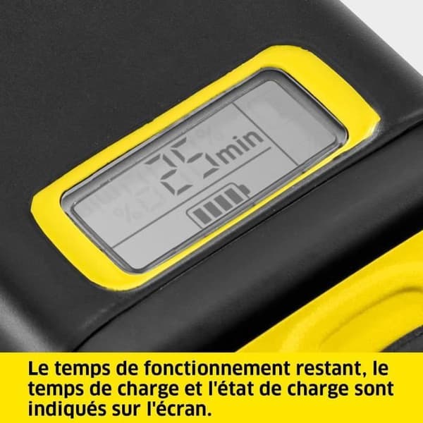 KARCHER Power 18V/5Ah batteri med nätladdare - LCD-skärm och halkfria handtag