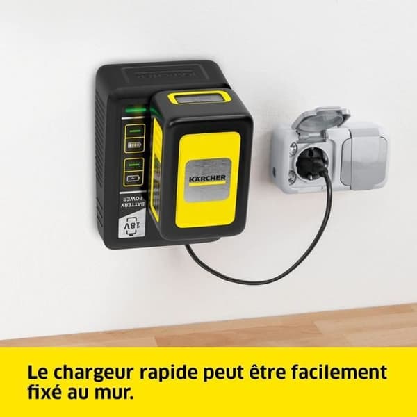KARCHER Power 18V/5Ah batteri med nätladdare - LCD-skärm och halkfria handtag